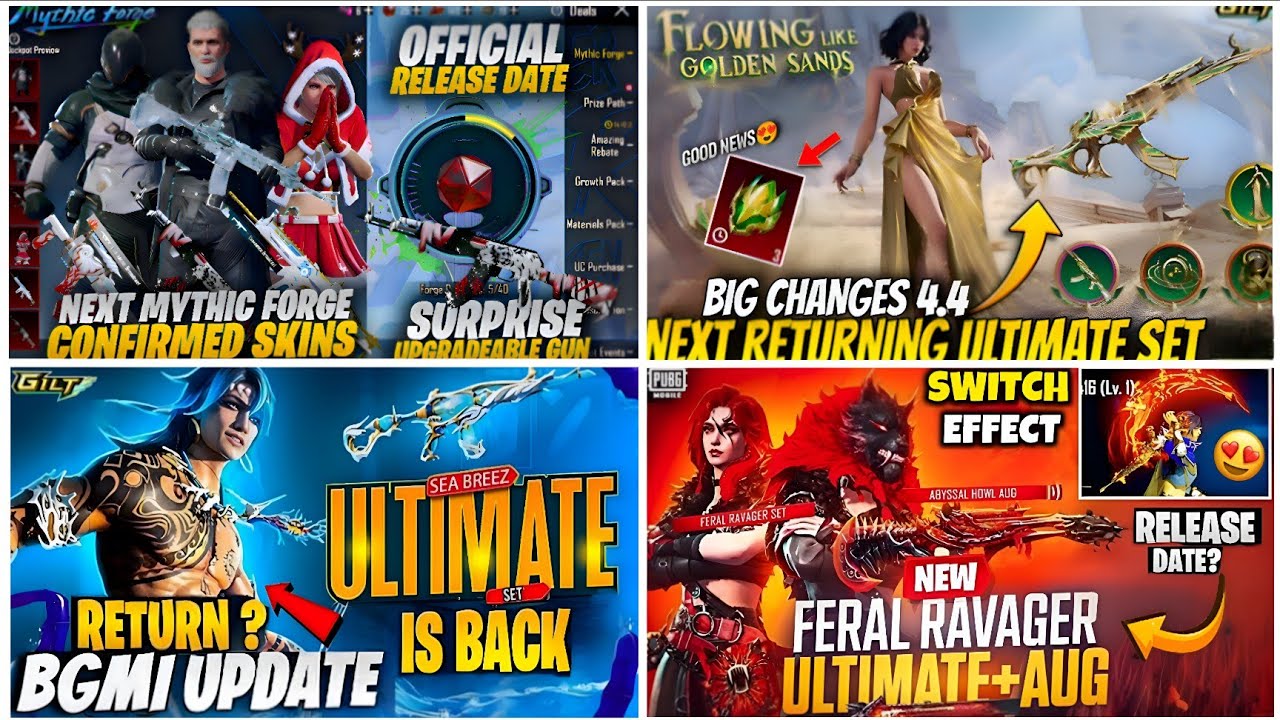 🔴NEXT MYTHIC FORGE BGMI 4.4😍| NEXT ULTIMATE SET BGMI 4.4🔥| TIDAL EMBRACE BGMI 4.4 RETURNING ULTIMATE
