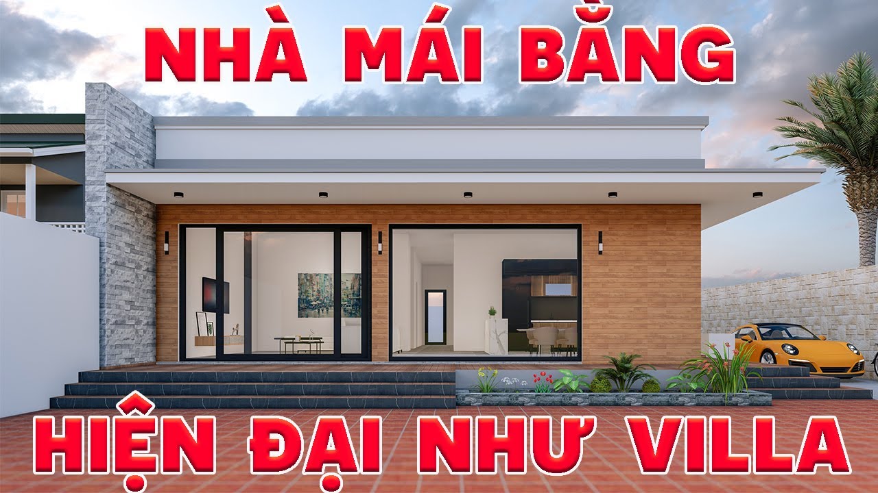 Mẫu nhà mái bằng hiện đại.Dạng villa