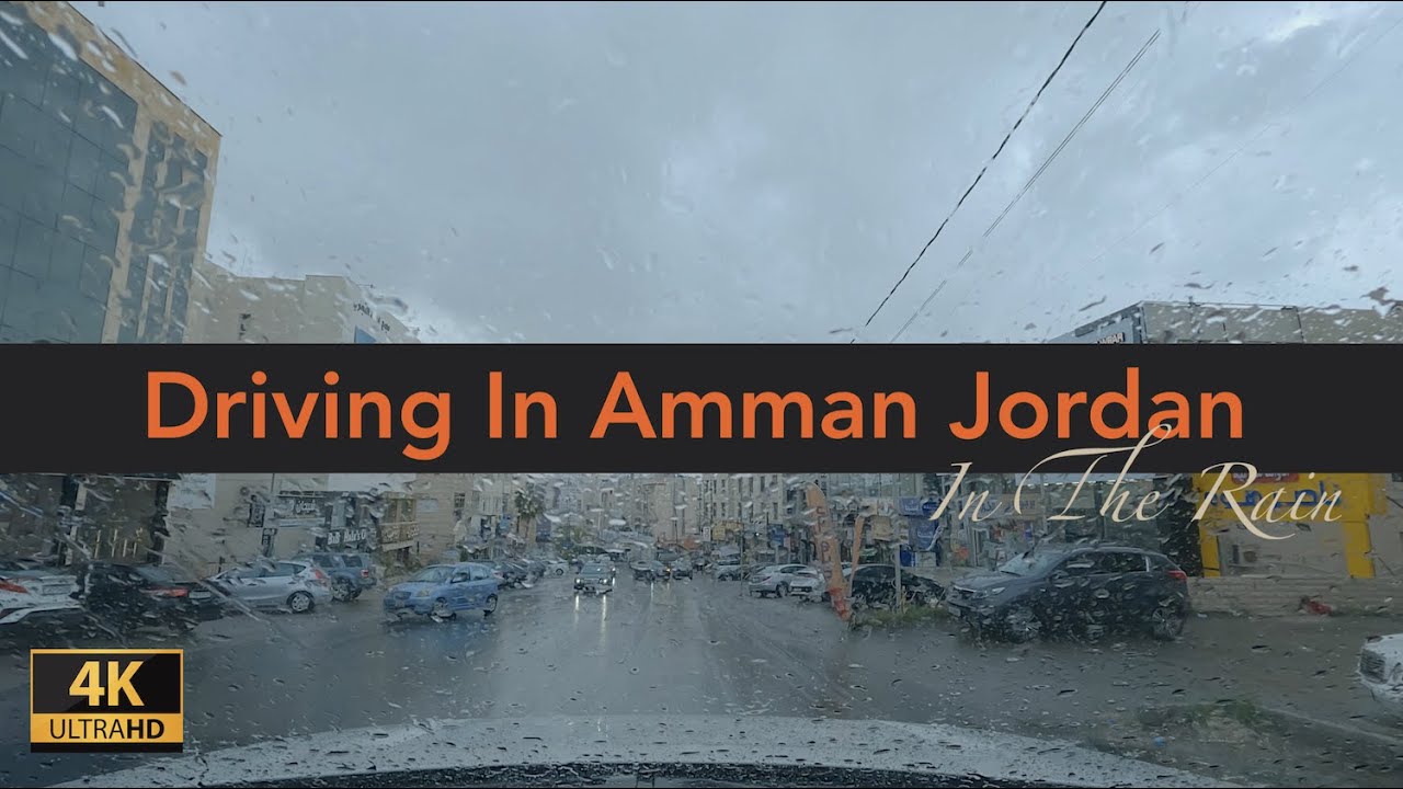 Driving In Amman Jordan In The Rain | Rain Sounds On Windshield