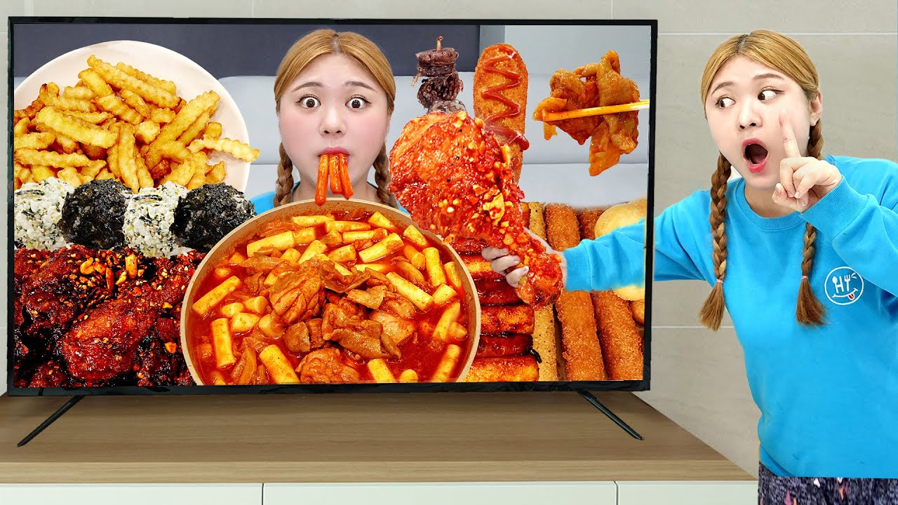 Mukbang Fire Spicy Noodle Tteokbokki TV 속 대왕치킨 떡볶이 음식 먹방 모음 Convenience Store food | HIU 하이유