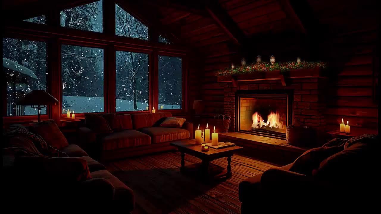Fireplace Jazz in a Cozy Winter Cabin 🔥 Slow Night Lounge__