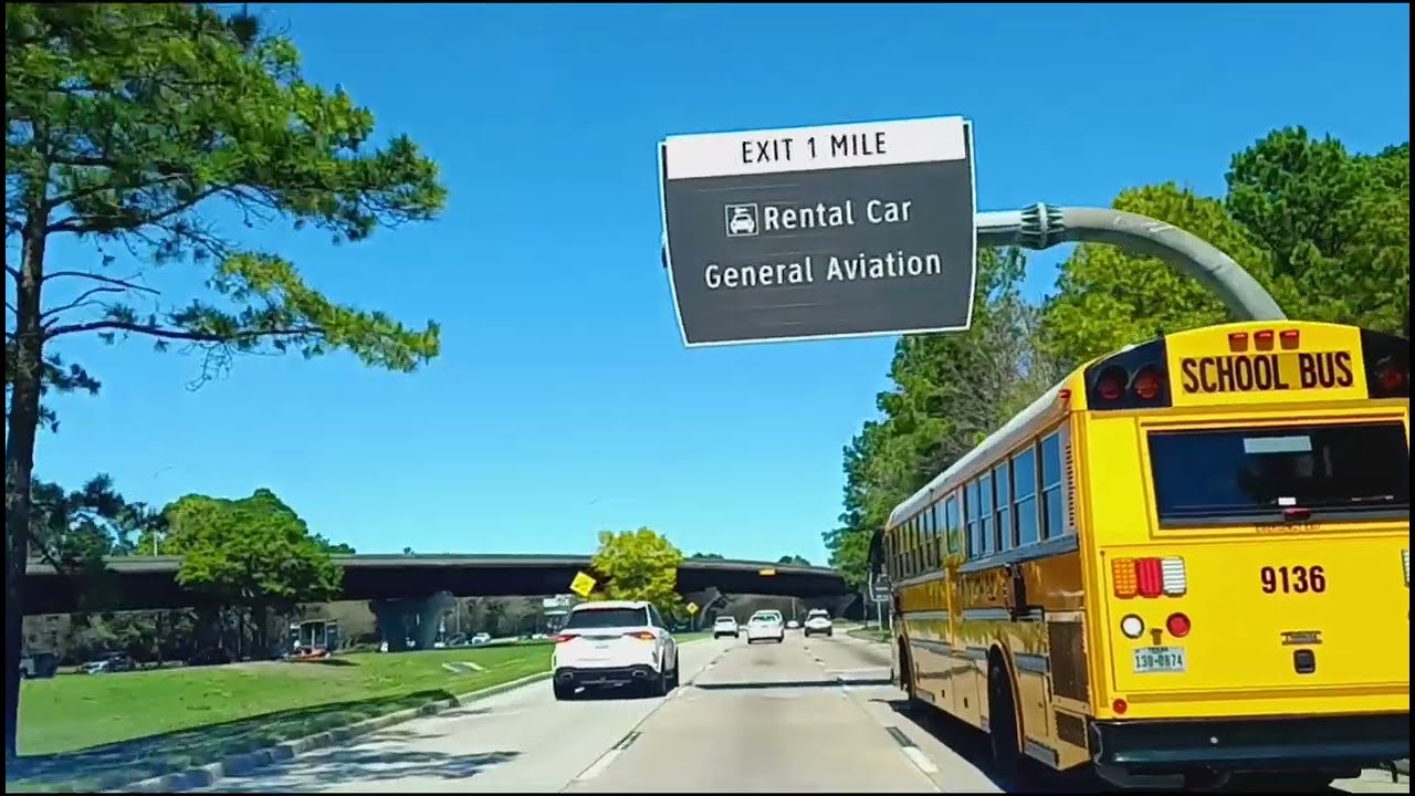 Driving toward Houston international airport