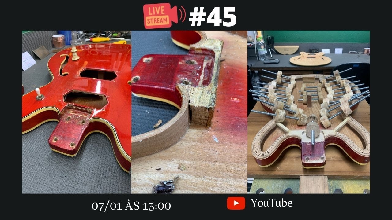 Live #45 (Reparos estruturais guitarra semi acústica Tempo!)