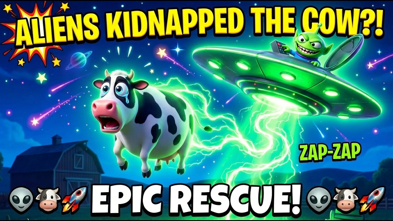 UFO ALIENS KIDNAPPED THE COW on Old MacDonald&rsquo;s Farm! 😱 Epic Rocket Rescue 👽🐮🚀