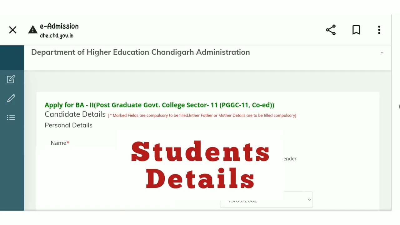 Chd. Govt. Clgs Old students Addmisson 3rd,5th semester, Registration process, form filling