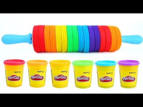 Modelling Clay Play Doh Rainbow Roller Pin How To Fun and Creative Kids Learn Colors