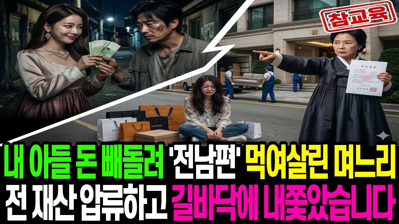 내 아들 돈 빼돌려 전남편 먹여살린 며느리, 전재산 압류하고 길바닥에 내쫓았습니다