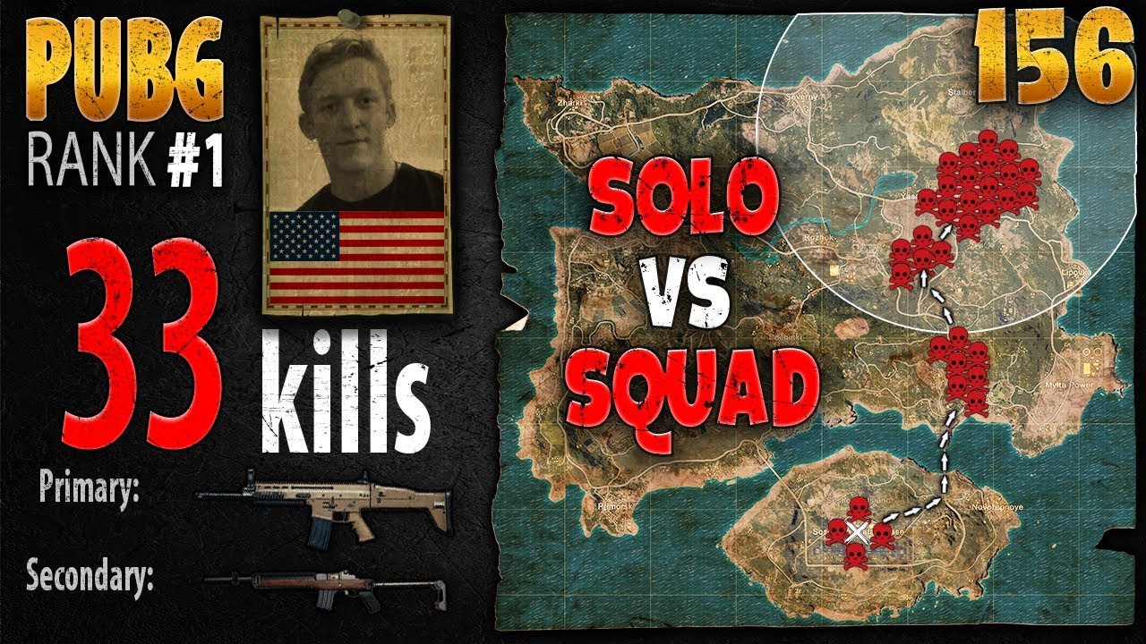 PUBG Rank 1 - Tfue 33 kills [AS] Solo vs Squad TPP - PLAYERUNKNOWN'S BATTLEGROUNDS #156