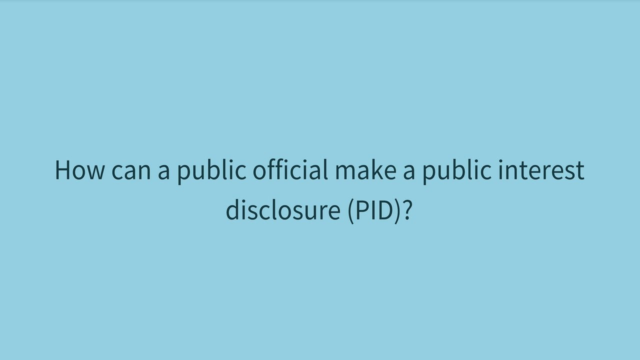 How can a public official make a public interest disclosure (PID)?