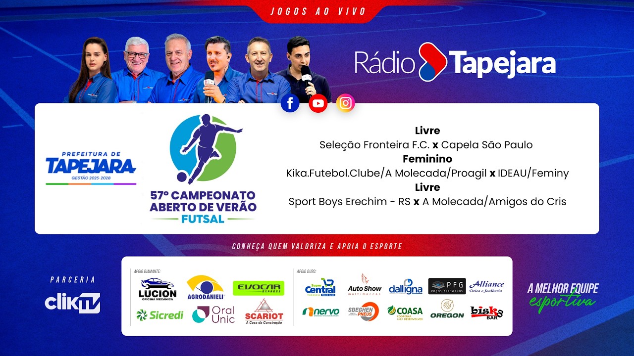 14ª RODADA 57º CAMPEONATO ABERTO DE VERÃO DE FUTSAL DE TAPEJARA - TAÇA PAULO GARDELIN⚽🏆