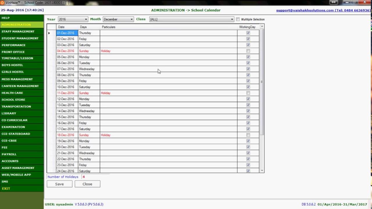 How to Set School Calendar in VinHaze school management system(English)