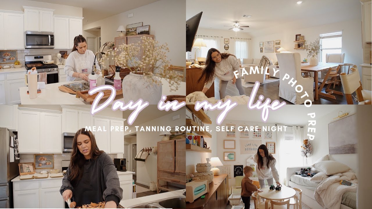 DAY IN MY LIFE | family photo prep, cleaning, self care evening, tanning routine | Hey Hannah Lee