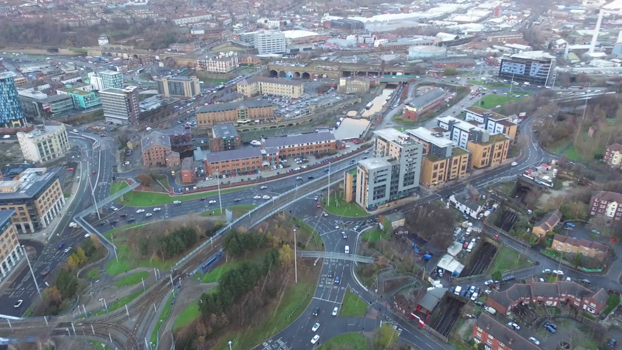 Sheffield City / Park Hill Flats / Train Station / Norfolk Park / City Road - Phantom 3 Drone - HD
