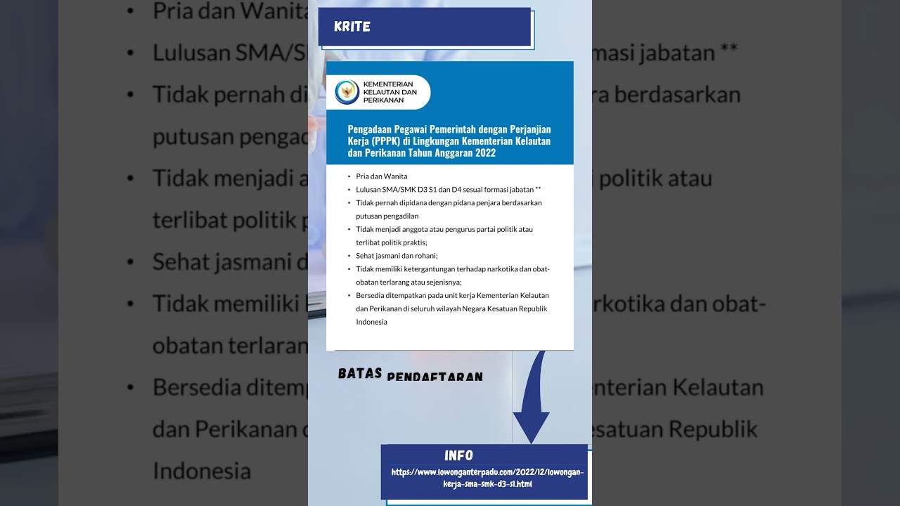 Lowongan Kerja Kementerian Kelautan dan Perikanan Republik Indonesia Tahun 2022