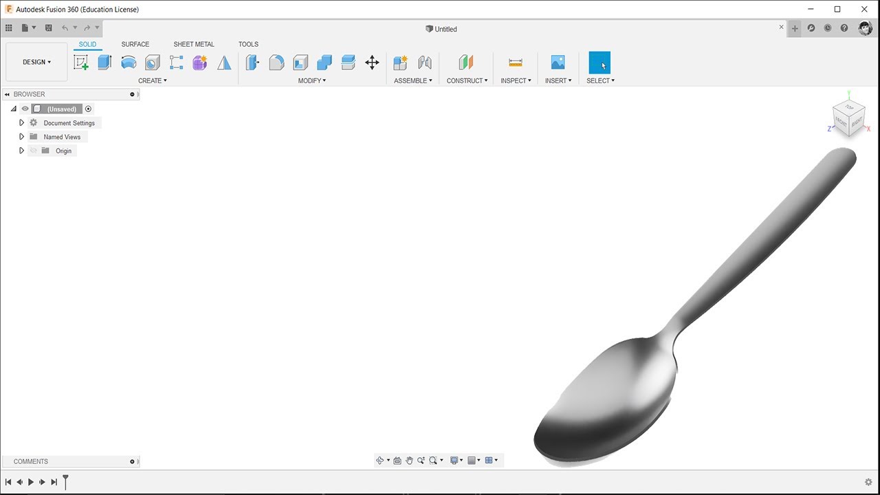 Spoon by Fusion 360| Tutorial Fusion 360| Beginners of Fusion 360