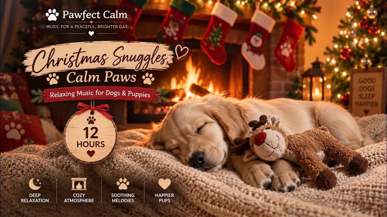 Christmas Snuggles, Calm Paws 🎄 12 Hours of Soothing Music for Dogs
