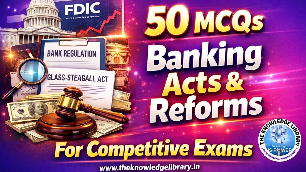 50 MCQs on Banking Acts & Reforms | बैंकिंग अधिनियम और सुधार MCQs for Competitive Exams