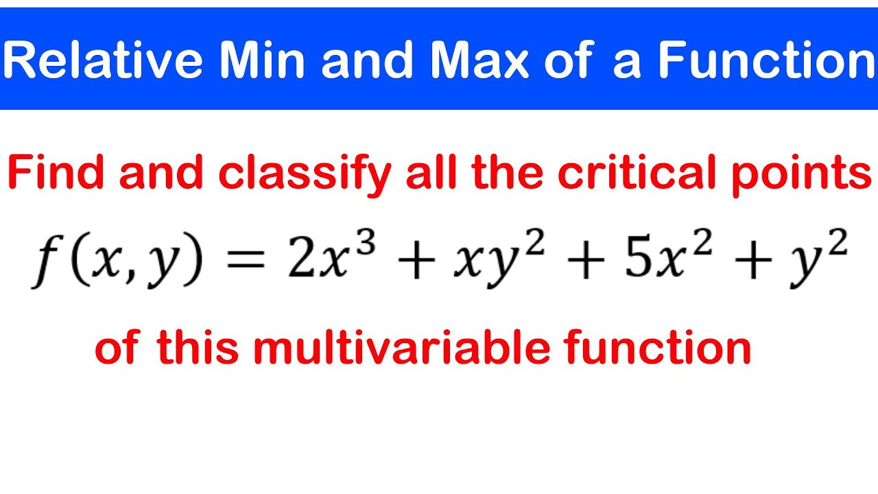 🟡13c - Relative Minimum and Maximum of Multivariable Functions | Critical and Saddle Points Ex 3