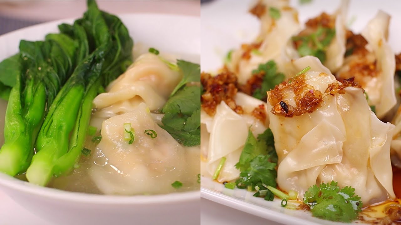 Pork and Shrimp Wontons, Showing Two Different Ways of Making Delicious Wontons