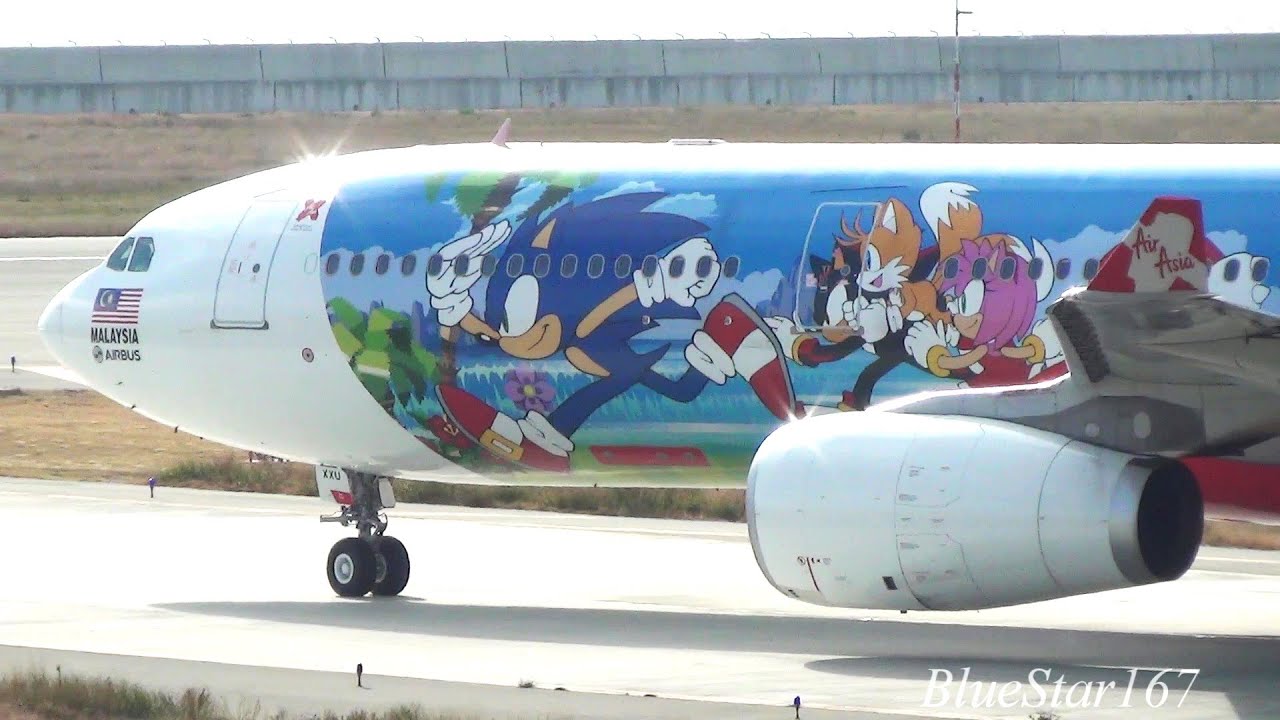 [Sonic the Hedgehog] AirAsia X Airbus A330-300 (9M-XXU) takeoff from KIX/RJBB (Osaka Kansai) RWY 24L