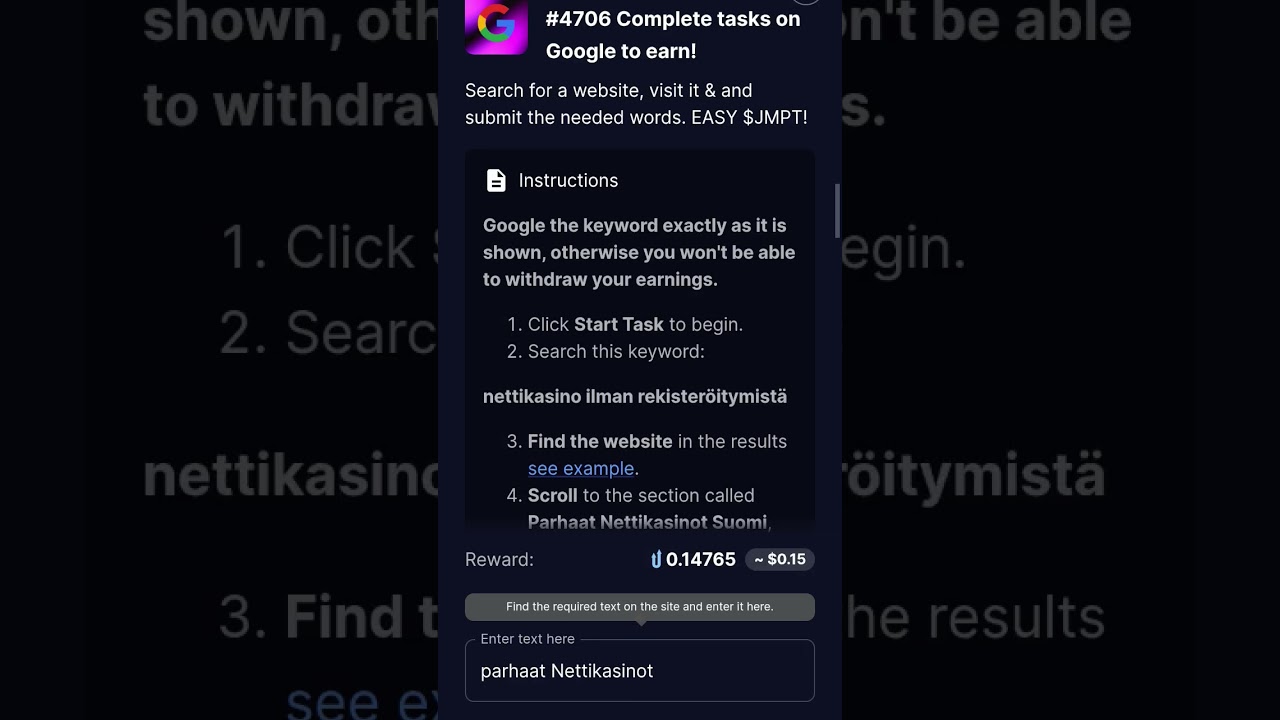 jump task earn money,,,new task #47#jumptask #webtools #awesometool #offlinetool