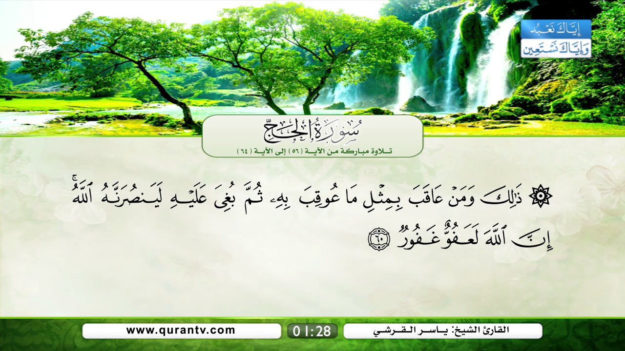 سورة الحج | تلاوة مباركة من الآية 56 إلى الآية 64 | بصوت القارئ الشيخ ياسر القرشي