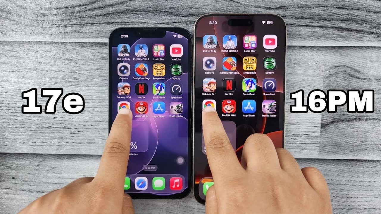 Сравнение скорости: iPhone 17e против 16 Pro Max