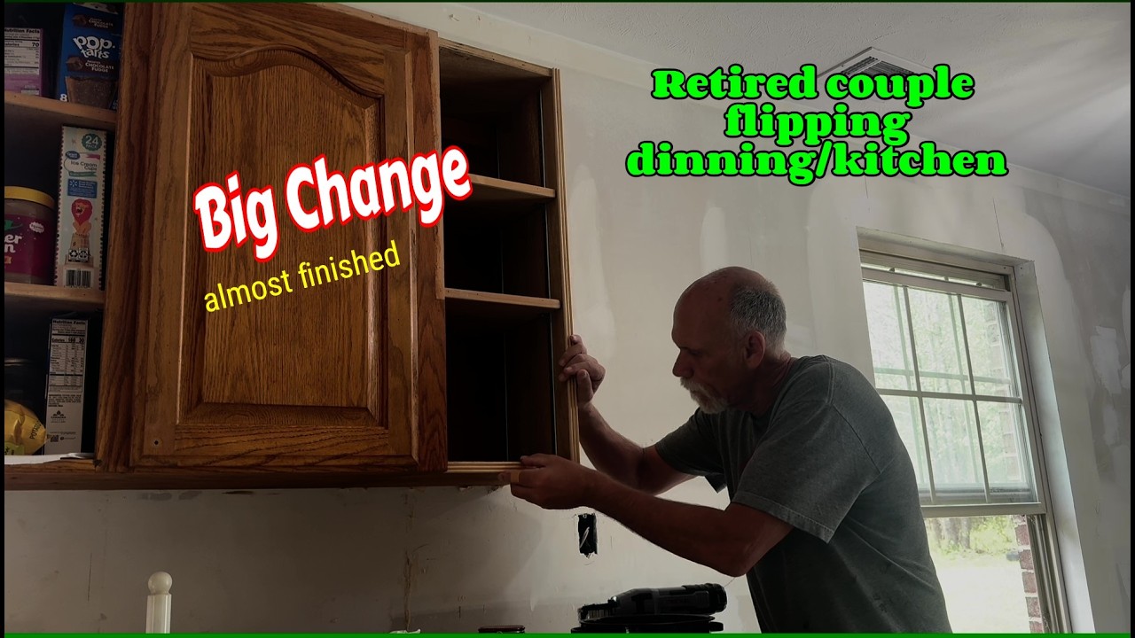 65+ couple flips Kitchen and dinning area. home, renovate, antique, flip, upgrade, diy, cleaning