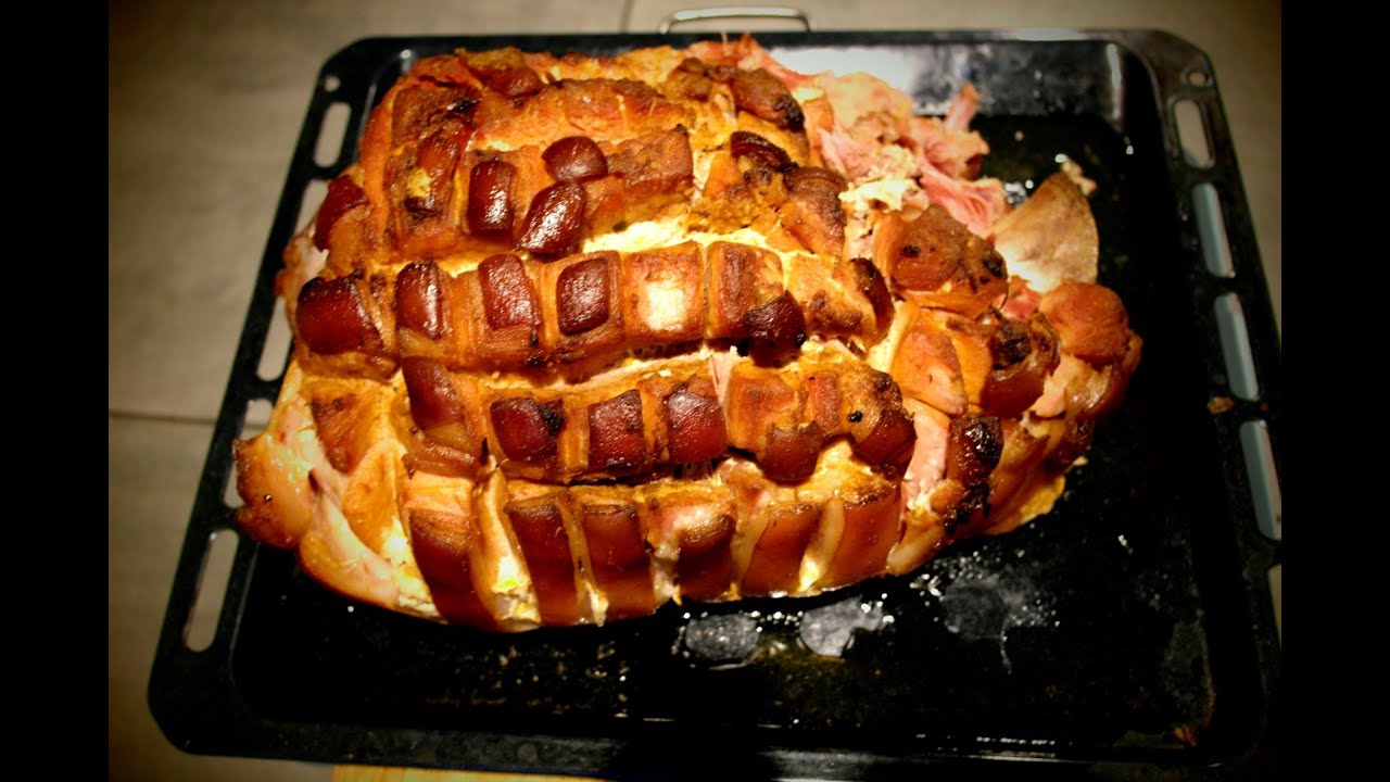Udziec wieprzowy z kością ,pieczony. 9,5 kg obłędnie dobrego mięsiwa. Leg Pork.Subtitles