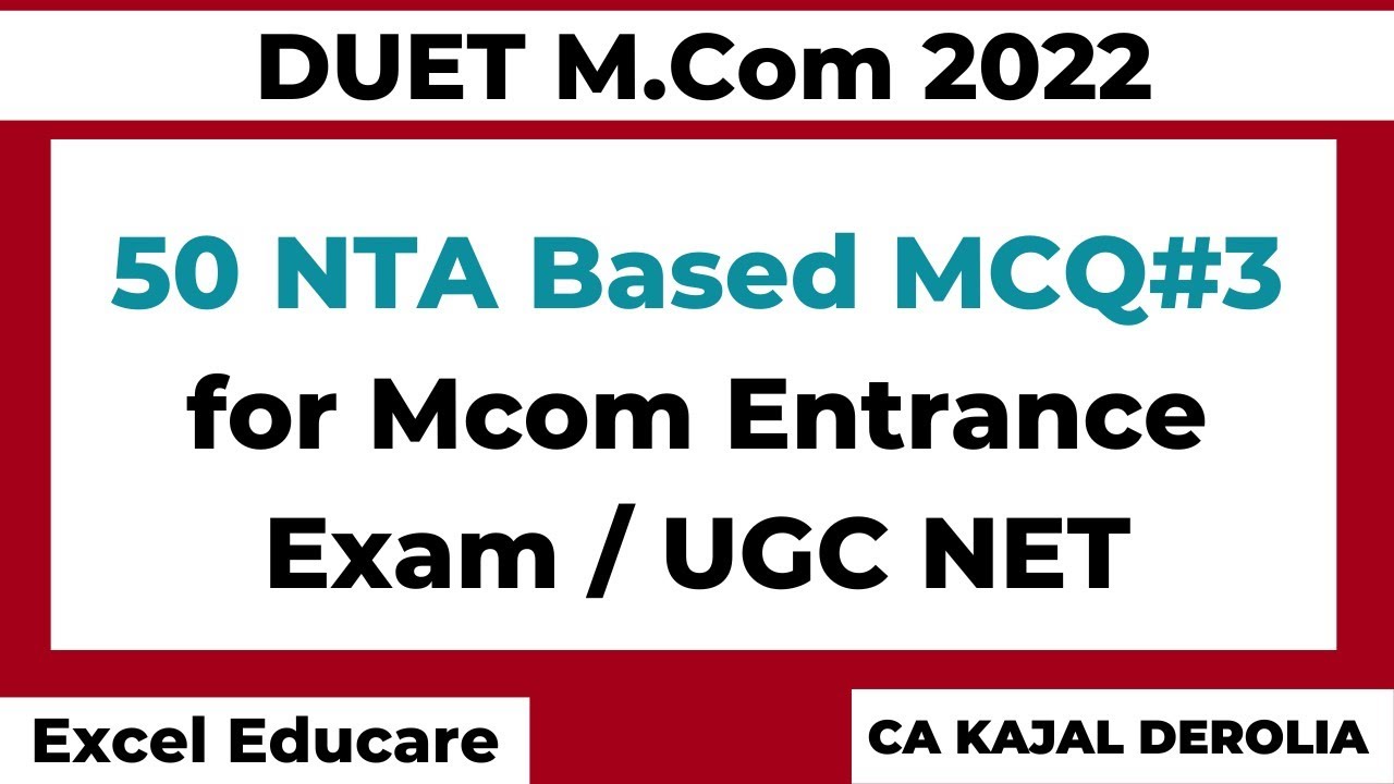 DUET Mcom 2022 Important MCQ#3 | Delhi University Entrance Test | Mcom Entrance Test 2022 |