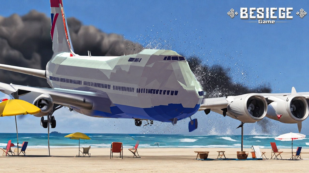 Emergency Landing On Beach After Engine Exploded - Airplane Crashes ! Besiege plane crash