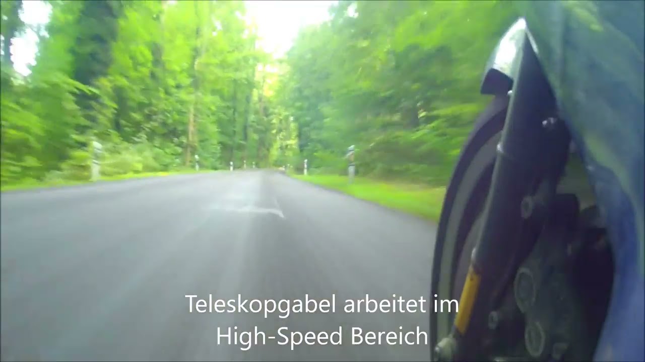 Motorrad Teleskopgabel Low and high speed.  Fahrgeschwindigkeit  60Km/h.