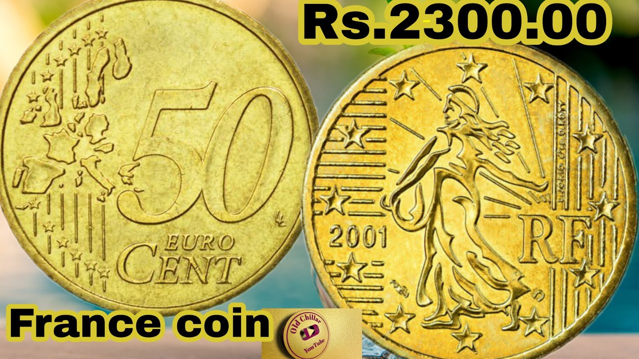 50 euro cent 2001 real price France coin value in india and pakistan