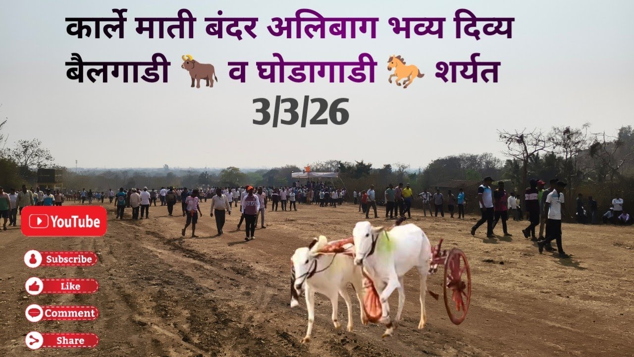 कार्ले माती बंदर अलिबाग आयोजित भव्य दिव्य बैलगाडी 🐂 व घोडागाडी 🐎 शर्यत #bailgadasharyat #घोडागाडी 