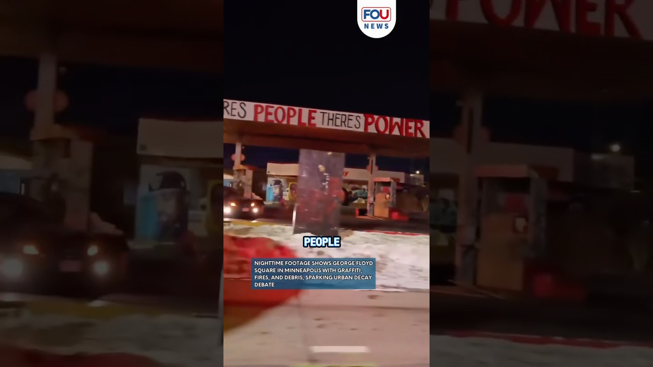 George Floyd Square in Minneapolis Shows Fires, Graffiti, and Debris in Nighttime Footage