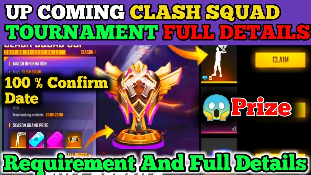 😱Upcoming Clash Squad Cup Tournament Full Details | Conifirm Date, Prize Pool, requirement ,Ragister