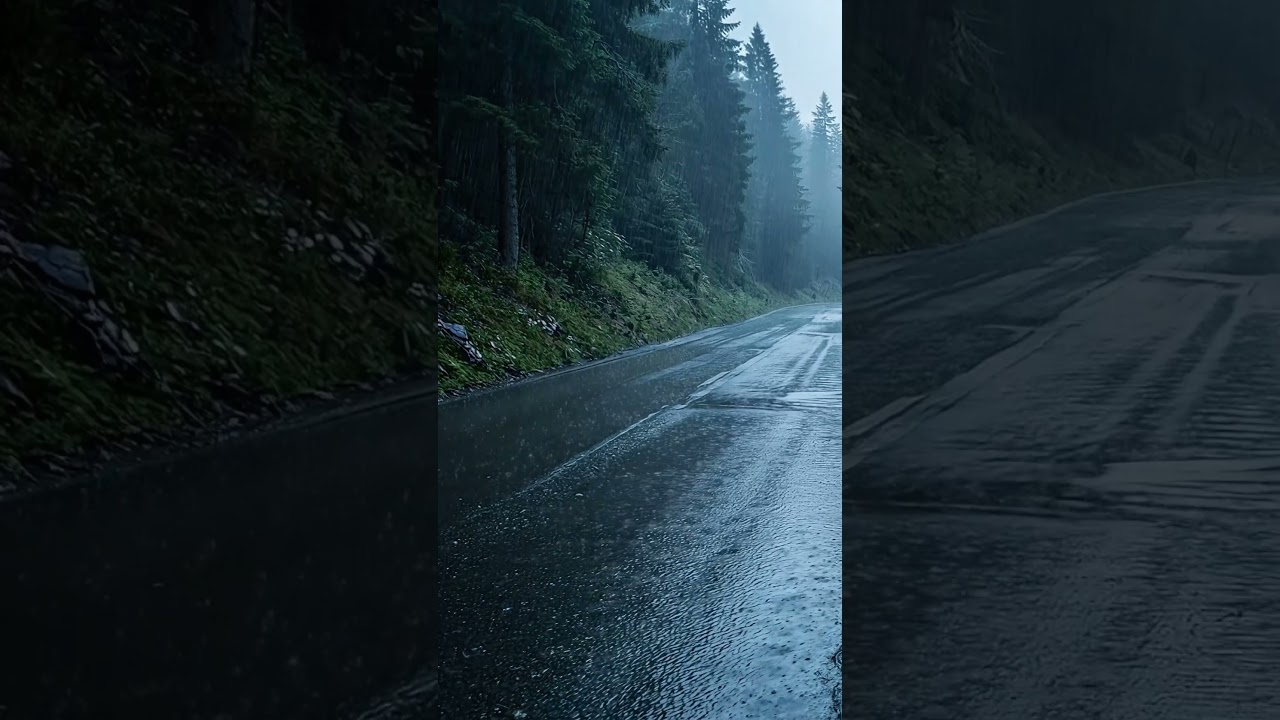 Rain Sounds For Sleeping 99% | Dark Forest Road Rain for Deep Sleep
