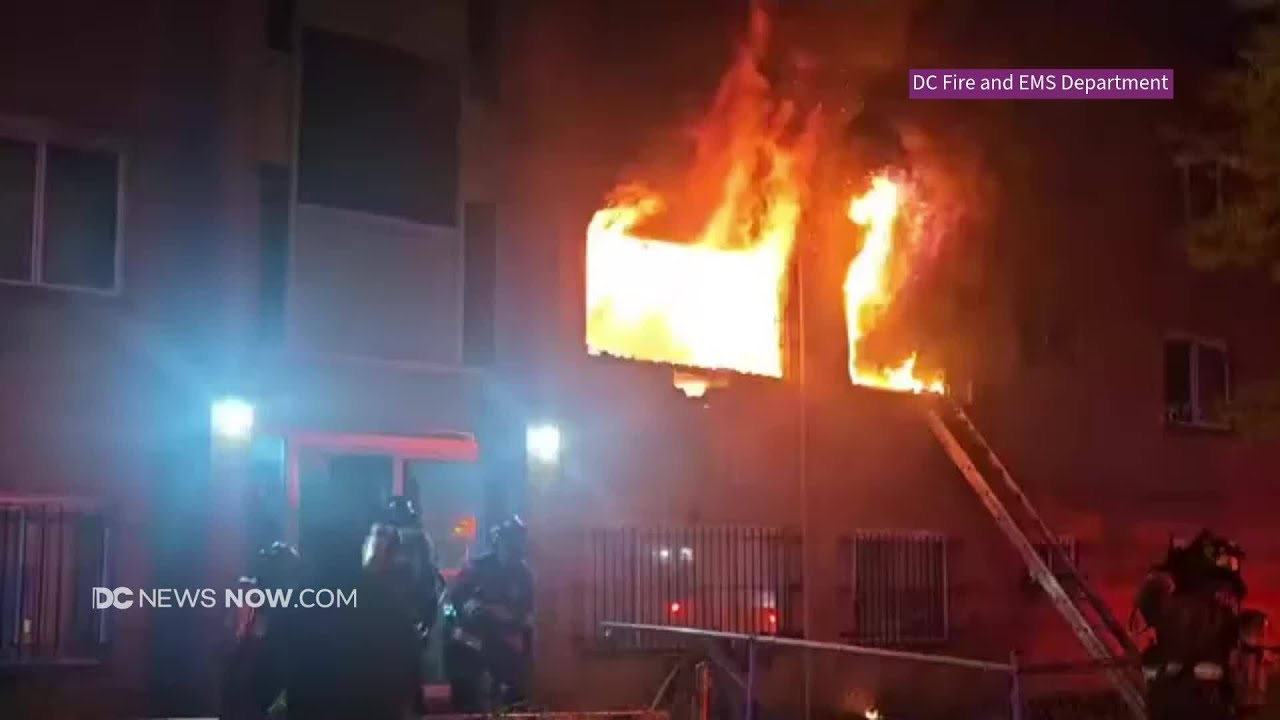 Video shows apartment building in flames in Southeast DC