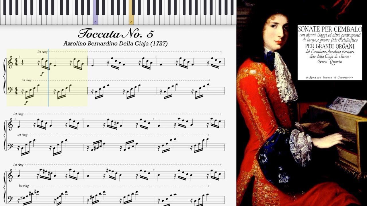 Toccata No. 5 by Azzolino della Ciaja (1727, Baroque Harpsichord)