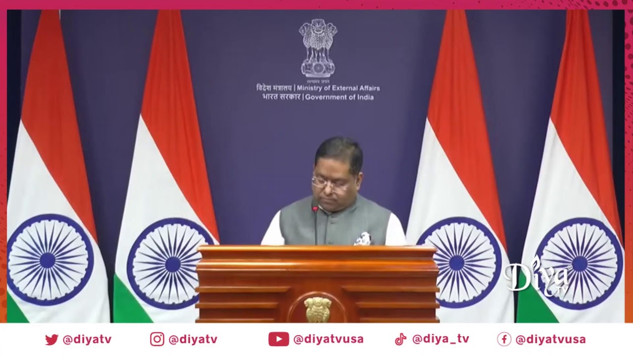 Randhir Jaiswal, India's Ministry of External Affairs spokesperson, holds weekly media briefing