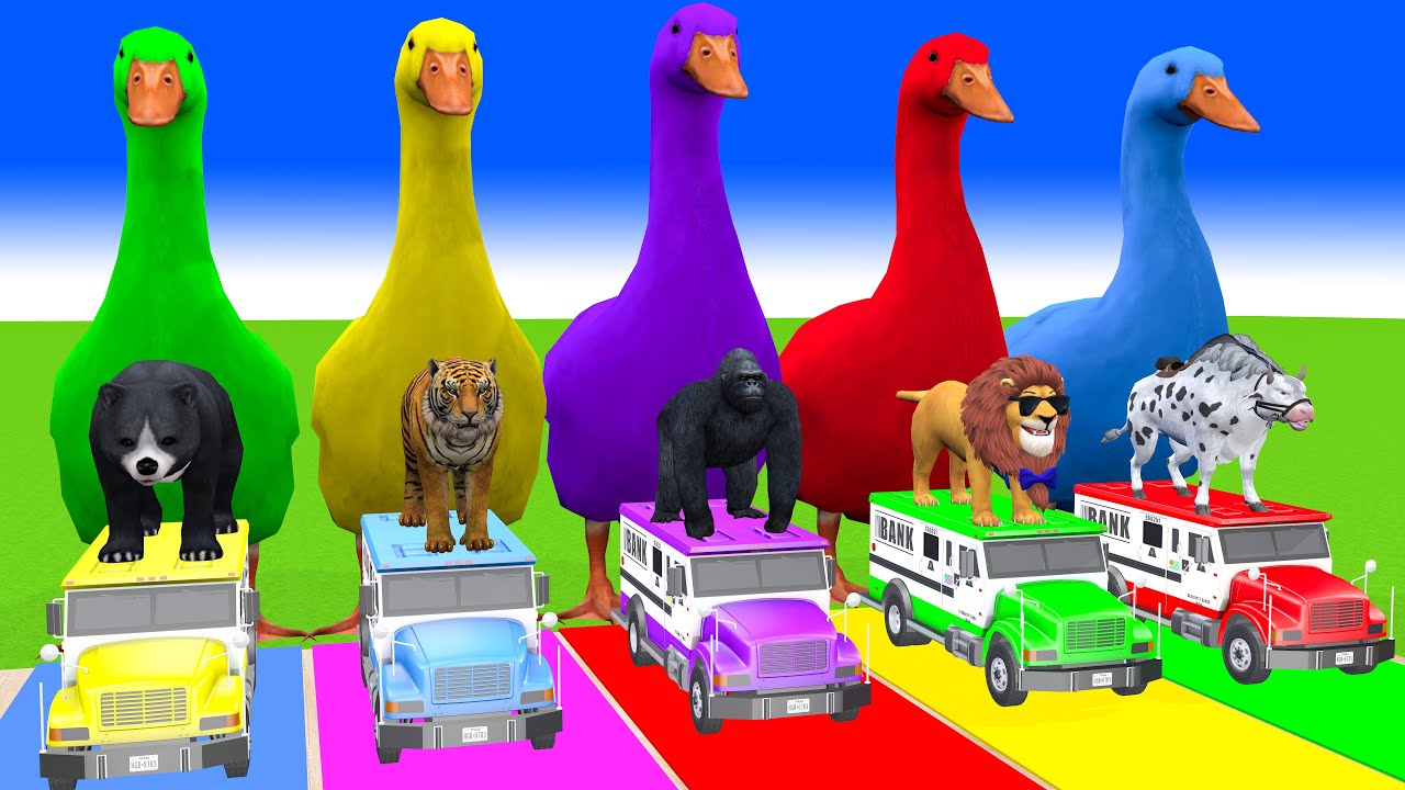 Long Slide Game With Cow Elephant Gorilla Hippopotamus Tiger 3d Animal Game Funny 3d Animals