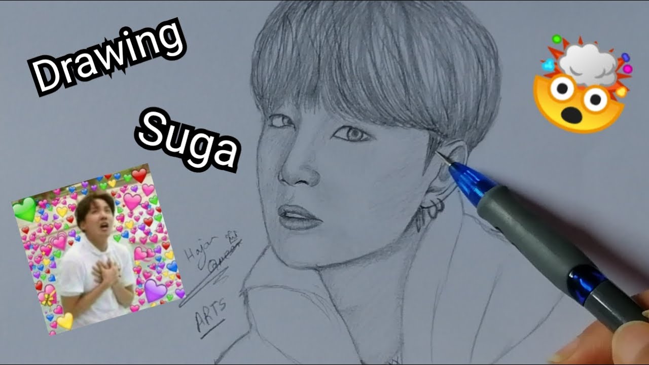 رسم شوقا من بي تي اس خطوة بخطوة|drawing suga from BTS