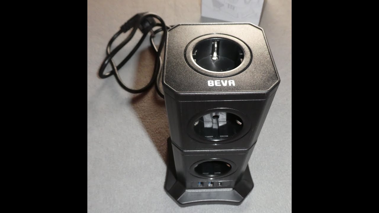 Steckdosenturm  BEVA Steckdosenwürfel Mehrfachsteckdose Stacked multi-purpuse power socket USB