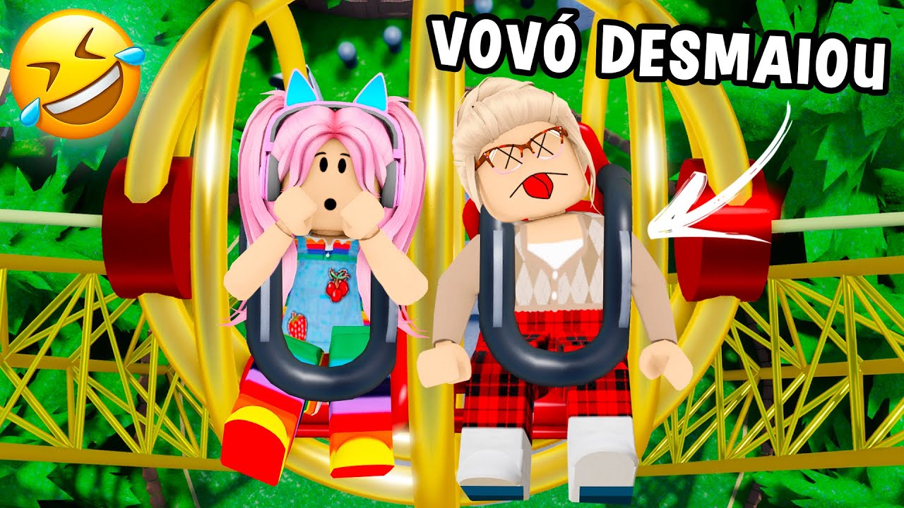 VOVÓ FOI NO SLINGSHOT DO PARQUE Tree Tops Theme Park - ROBLOX