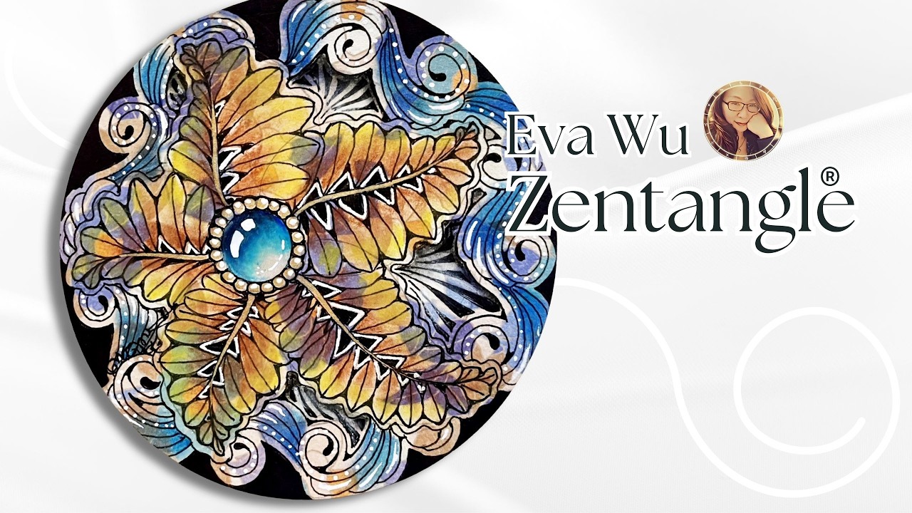 Zentangle 禪繞畫 #3623 素材紙磚 MagicBlend tile PP28 Day9 How to draw by Eva Wu ゼンタングル 젠탱글