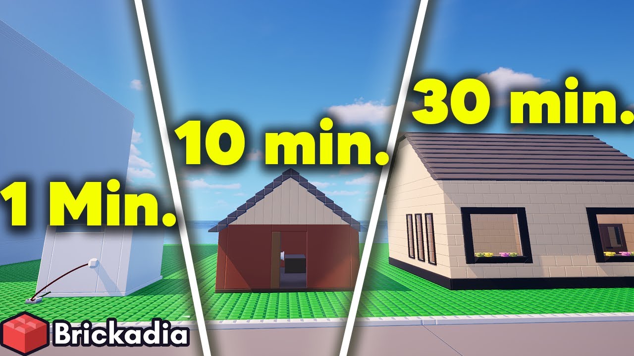 1 минута против 10 минут против 30 минут – Brickadia House Build Challenge