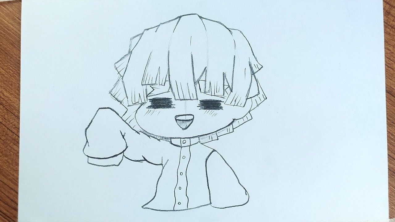How to draw Zenitsu Agatsuma chibi step by step || Cute chibi drawings