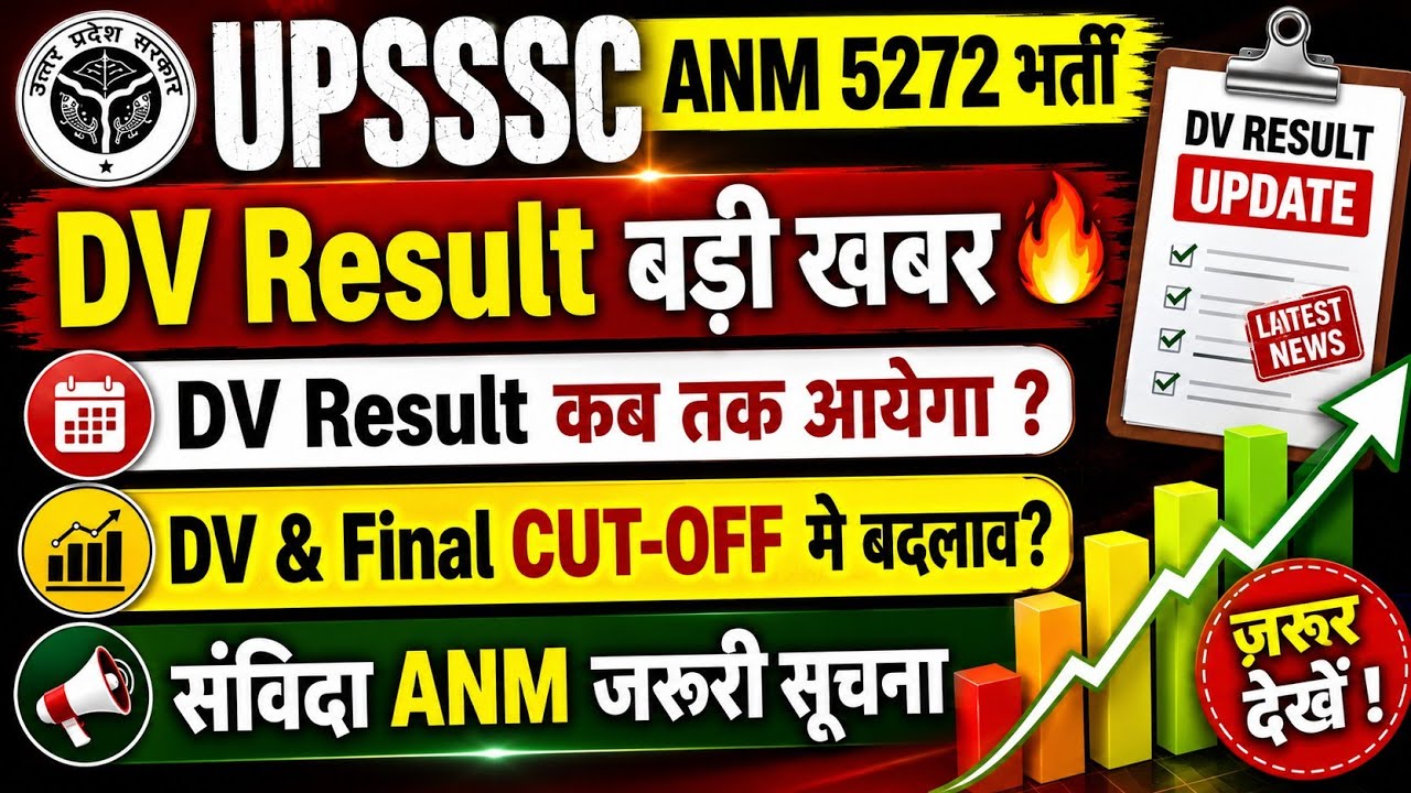UPSSSC ANM 5272 News Today | ANM DV Result Update | ANM DV & Final Cutoff High | संविदा ANM सूचना
