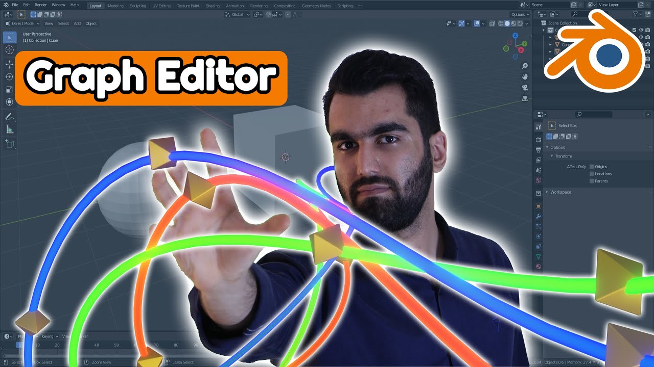 بخش 23 آموزش مقدماتی بلندر به زبان فارسی | Graph Editor - Blender 3.0