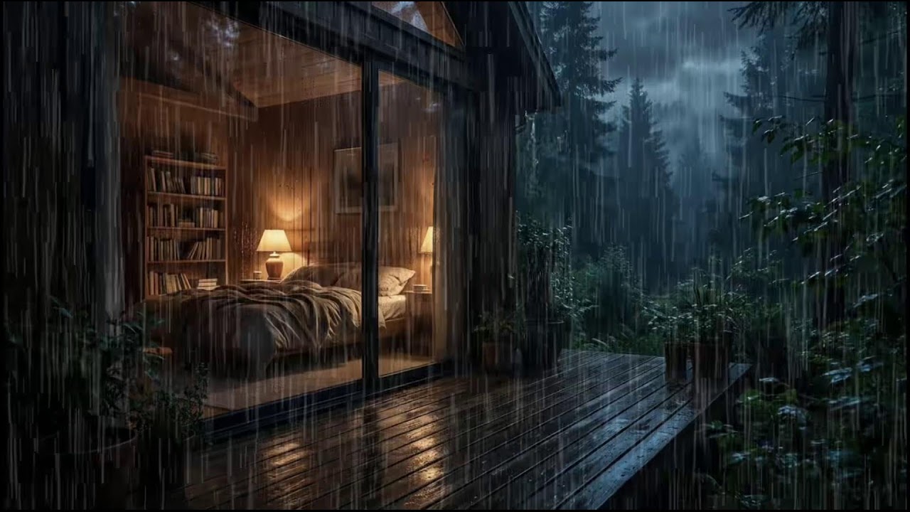Quiet Rainy Forest Cabin 🌲 | Slow rain ambience with natural rain sounds for night relaxation